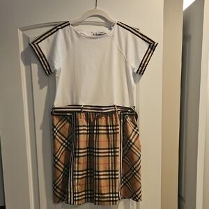 Burberry Kids Dress with White Top and Plaid Skirt